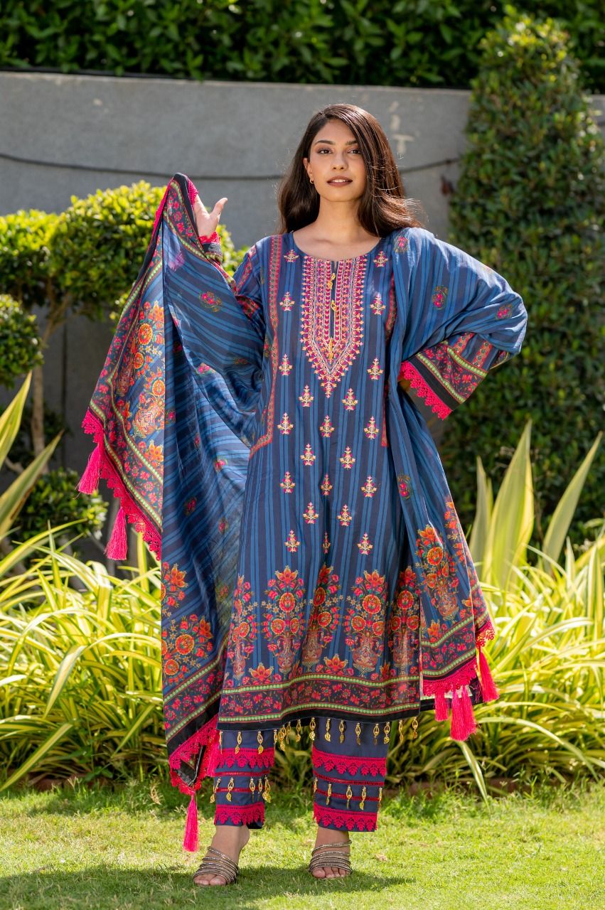 Lawn Embroidered 3Pcs Stitched Suit - 5