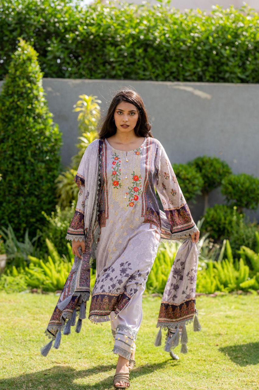 Lawn Embroidered 3Pcs Stitched Suit-6