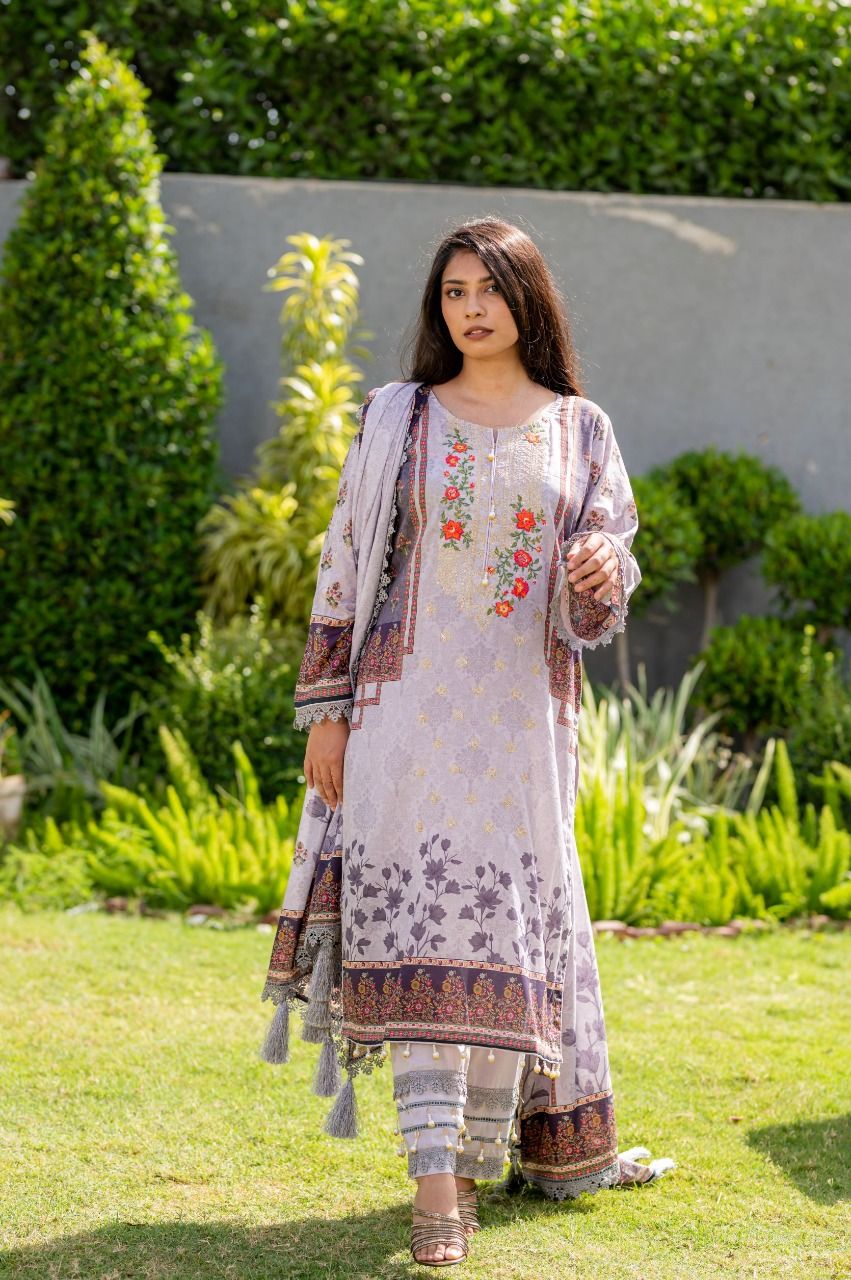 Lawn Embroidered 3Pcs Stitched Suit-6