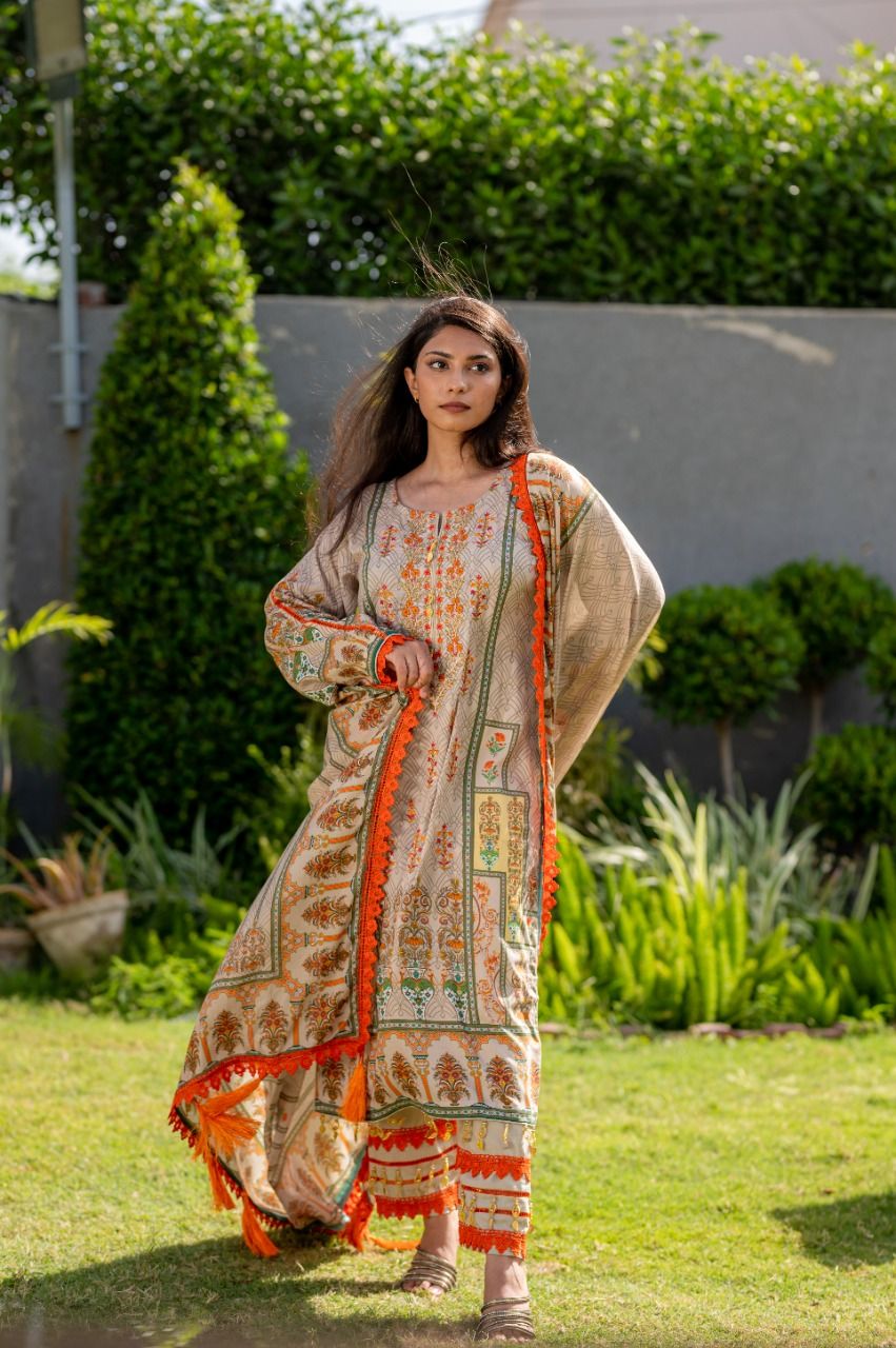 Lawn Embroidered 3Pcs Stitched Suit - 7