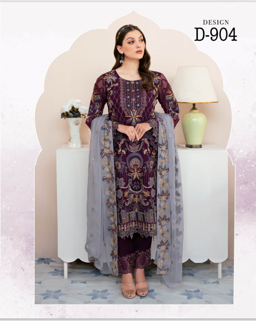 Rangoon by Ramsha unstitched Embroidered Chiffon Luxury - D 904