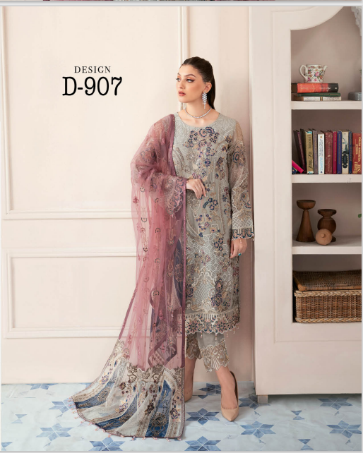 Rangoon by Ramsha unstitched Embroidered Chiffon Luxury - D 907