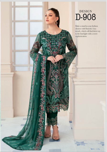 Rangoon by Ramsha unstitched Embroidered Chiffon Luxury - D 908