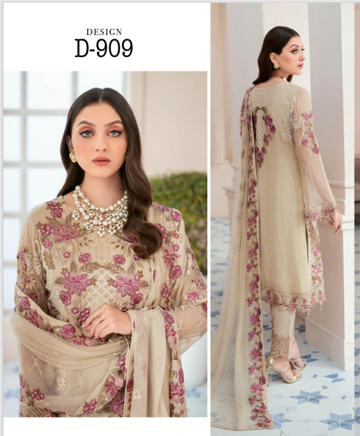 Rangoon by Ramsha unstitched Embroidered Chiffon Luxury - D 909