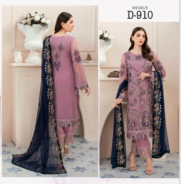 Rangoon by Ramsha unstitched Embroidered Chiffon Luxury - D 910