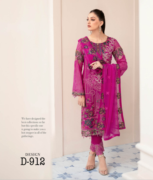 Rangoon by Ramsha unstitched Embroidered Chiffon Luxury - D 912