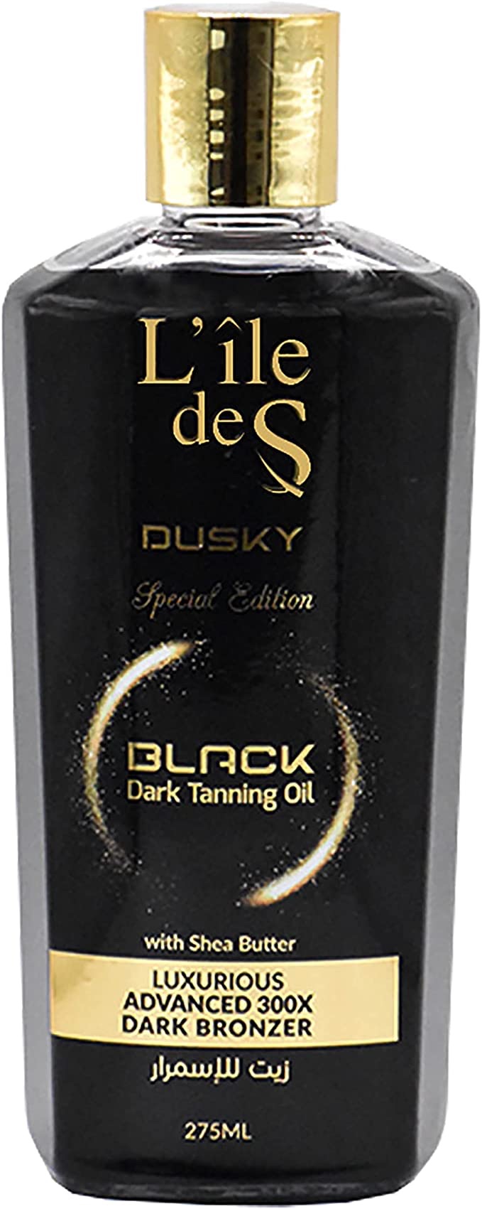 L'ile deS Dusky Black Dark Tanning Oil, Hypoallergenic & Water Resistant Moisturizing