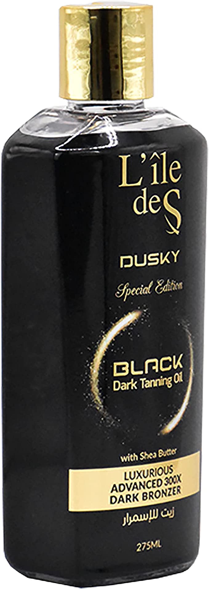 L'ile deS Dusky Black Dark Tanning Oil, Hypoallergenic & Water Resistant Moisturizing