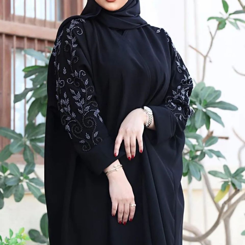 Black Abaya With Embroidery Design