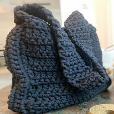 Plain Black Crochet Bag For Every Day  Use